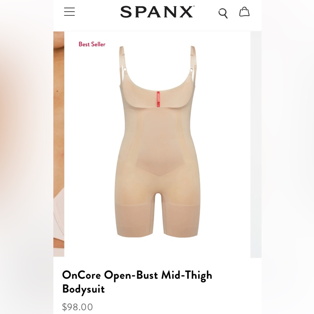 Spanx, open bust, mid-thigh bodysuit, nude, NEVER WORN